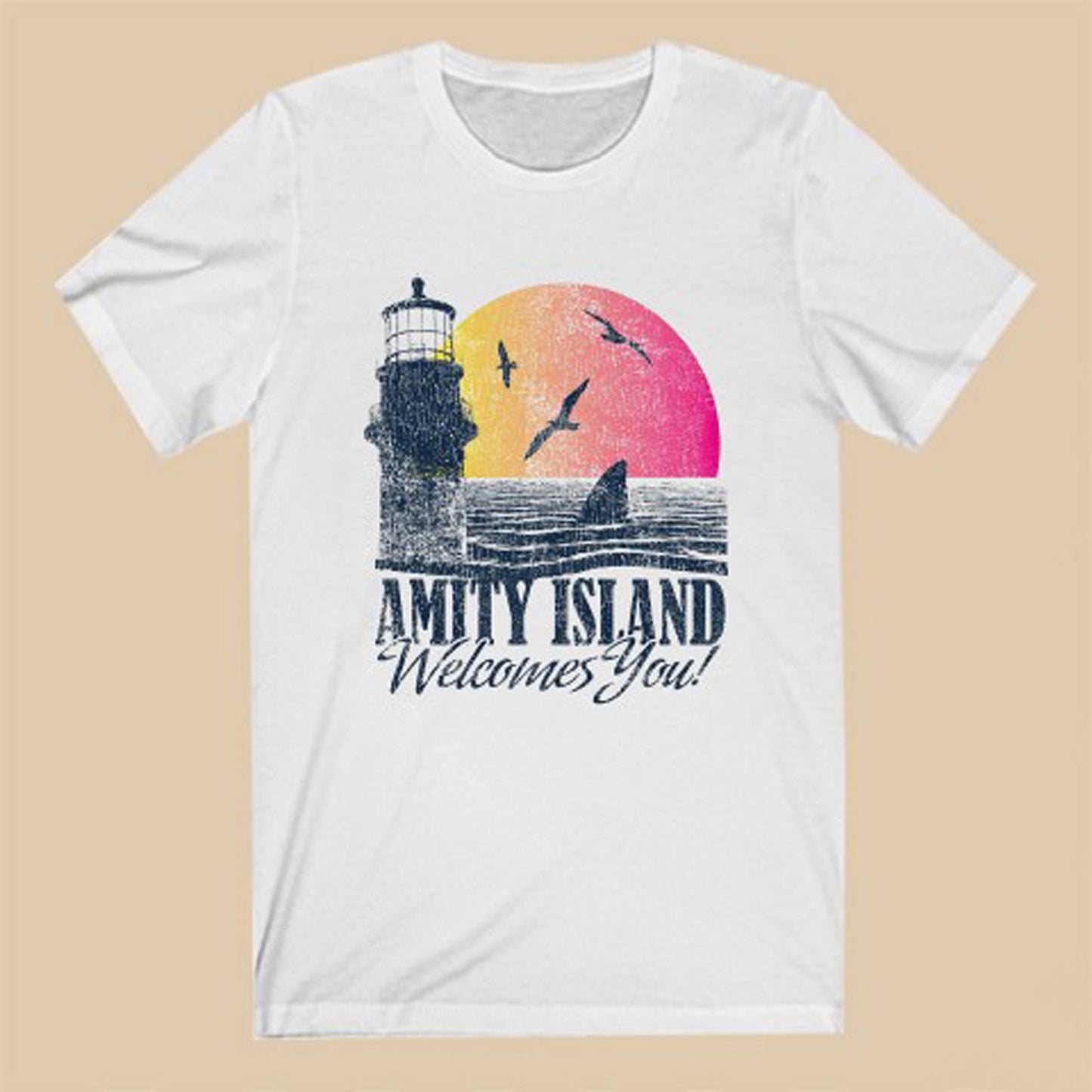 Amity Island Welcomes You Logo Symbol White T-Shirt Size S to 3XL