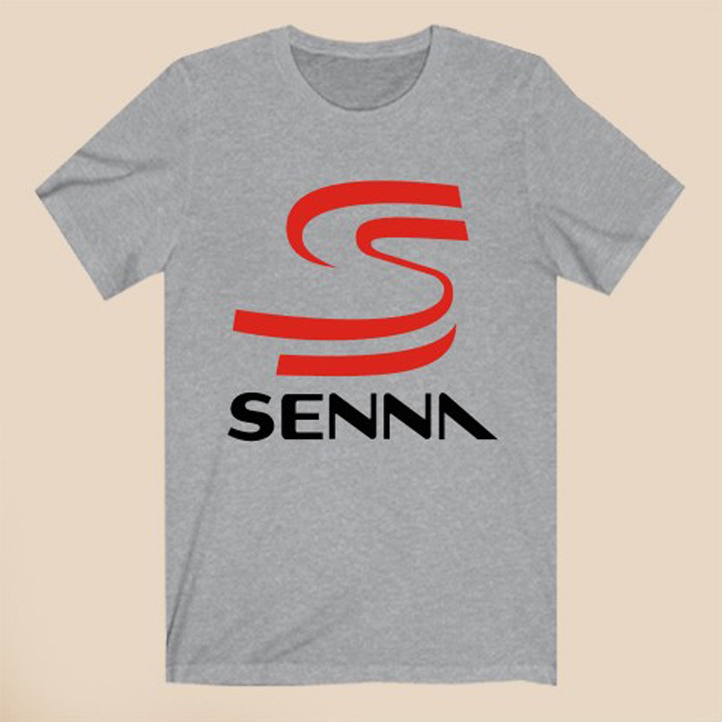 Ayrton Senna Brazilian Racing Driver Logo Symbol Gray T-Shirt Size S to 3XL