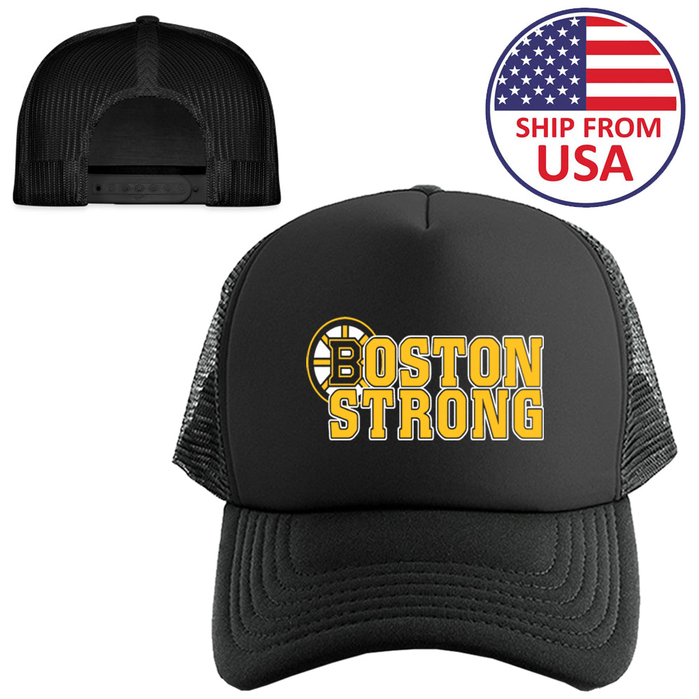 Boston Strong Logo Black Trucker Hat Cap