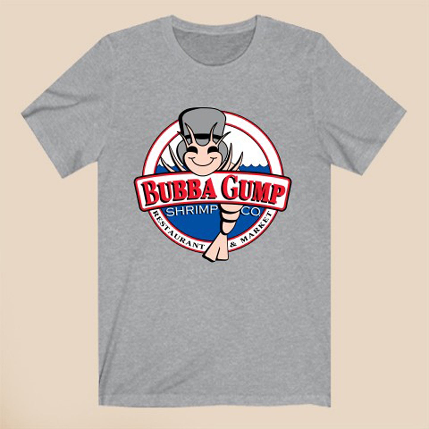 Bubba Gump Shrimp Co Restaurant Logo Symbol Gray T-Shirt Size S to 3XL