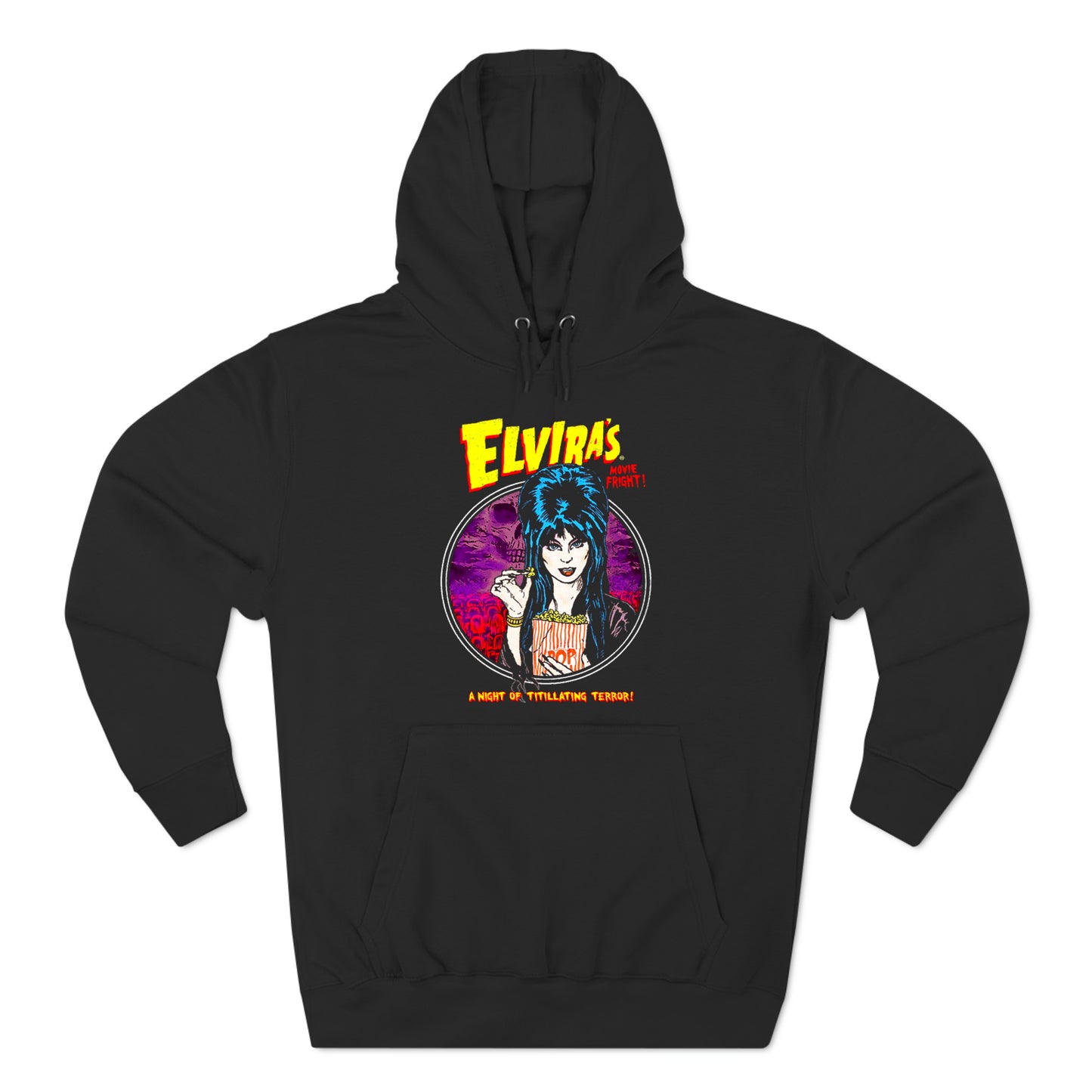 Elvira's A Night of Titllating Terror Movie Logo Black Hoodie Sweatshirt Size S to 3X