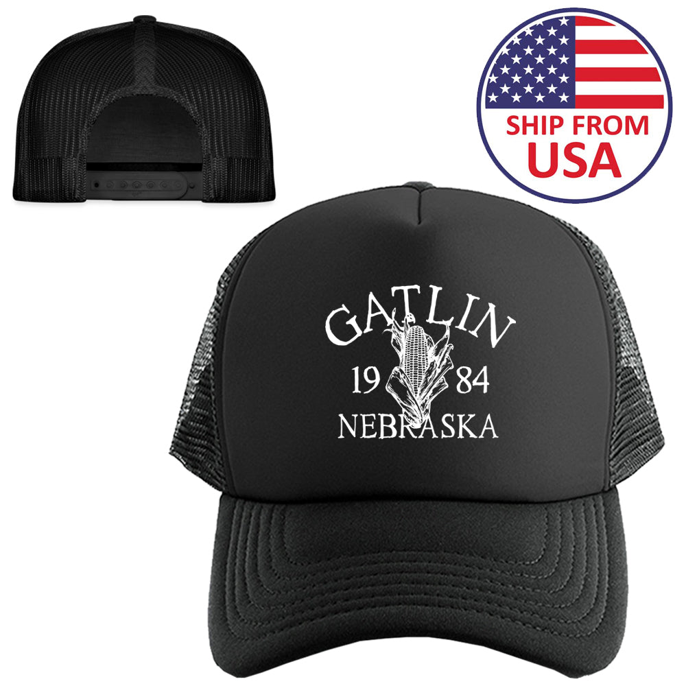 Gatlin Nebraska Children of The Corn Logo Symbol Black Trucker Hat Cap