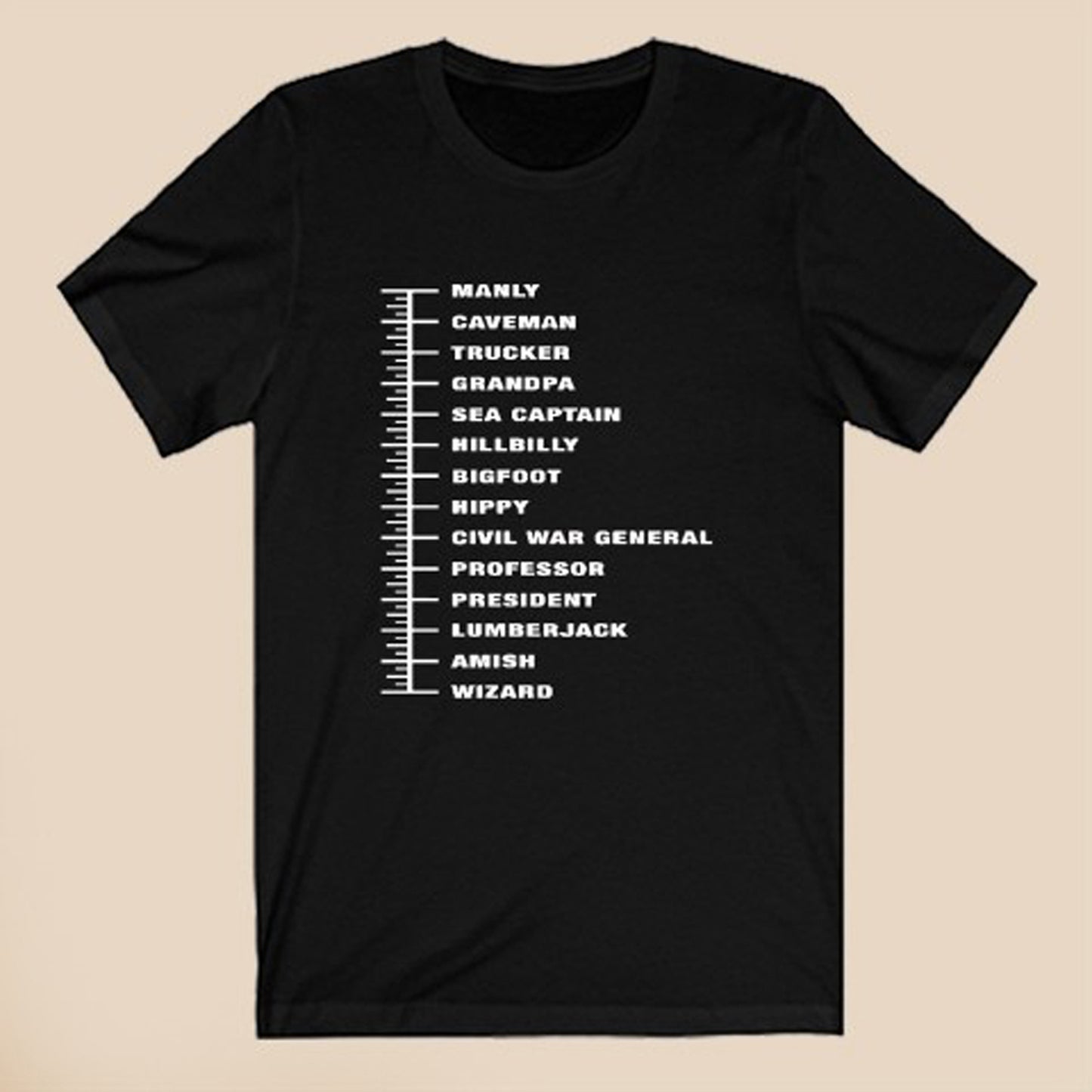 Beard Meter Logo Symbol Black T-Shirt Size S to 3XL
