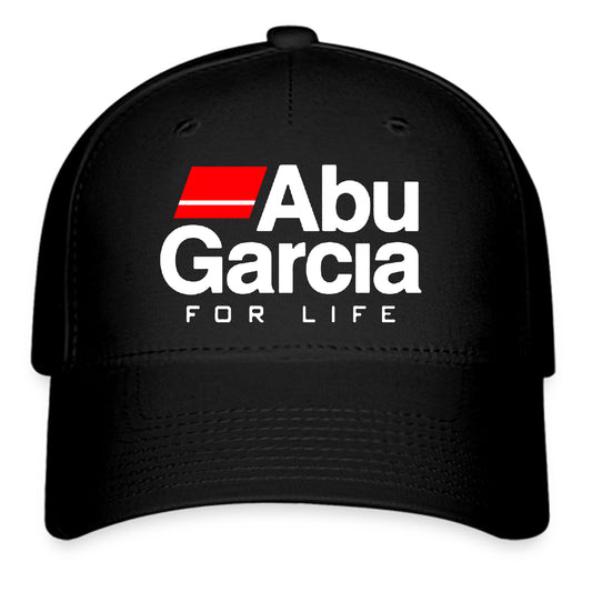 ABU GARCIA For Life Fishing Logo Symbol Black Baseball Cap Hat Size Adult S/M and L/XL