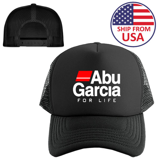 ABU GARCIA For Life Fishing Logo Symbol Black Trucker Hat Cap