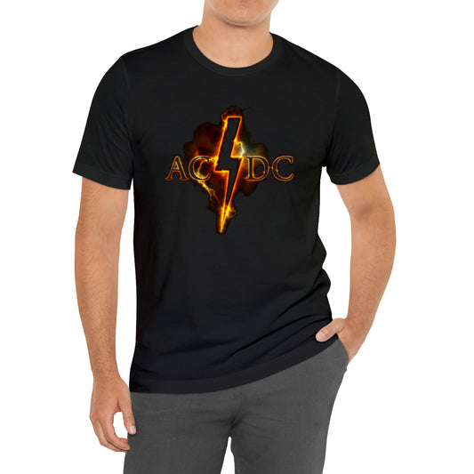 AC DC Lighting fire Symbol Rock Band Legend Black T-Shirt Size S to 3XL