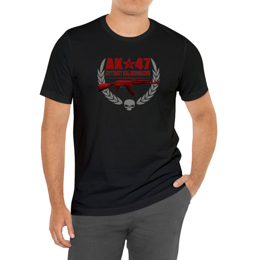 AK-47 Firearms Guns Logo Symbol Black T-Shirt Size S to 3XL