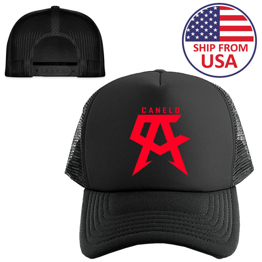 ALVAREZ CANELO Logo Symbol Black Trucker Hat Cap