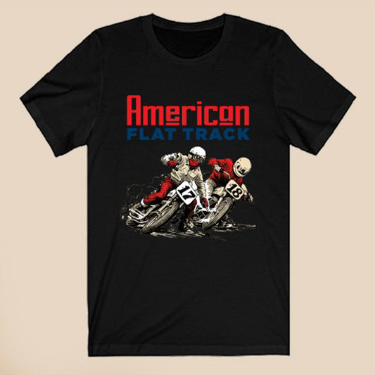 AMA American Flat Track Motocross Logo Symbol Black T-Shirt Size S to 3XL