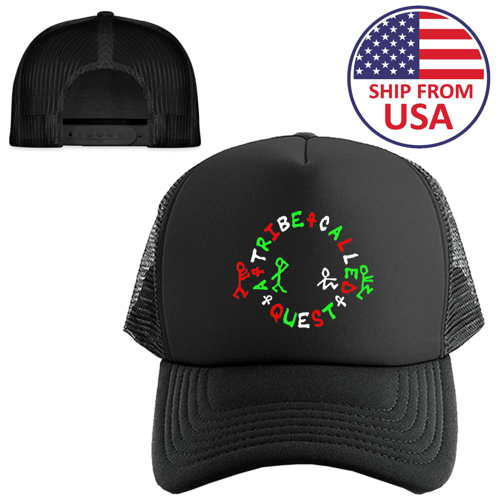 A Tribe Called Quest Wallpaper American Hip Hop Group Logo Symbol Black Trucker Hat Cap