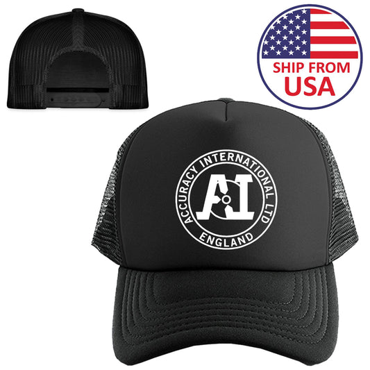 Accuracy International Guns Firearms Logo Symbol Black Trucker Hat Cap