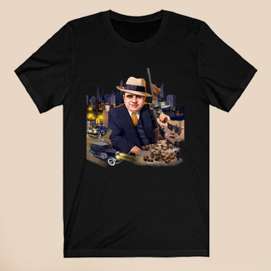 Al Capone Logo Symbol Black T-Shirt Size S to 3XL