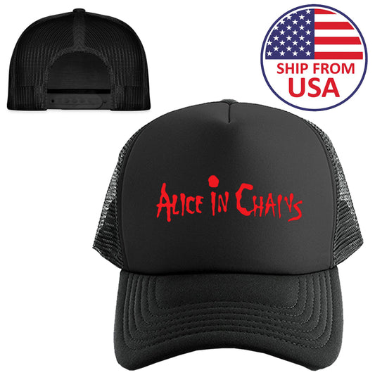 Alice in Chains American Rock Band DIRT Logo Symbol Black Trucker Hat Cap