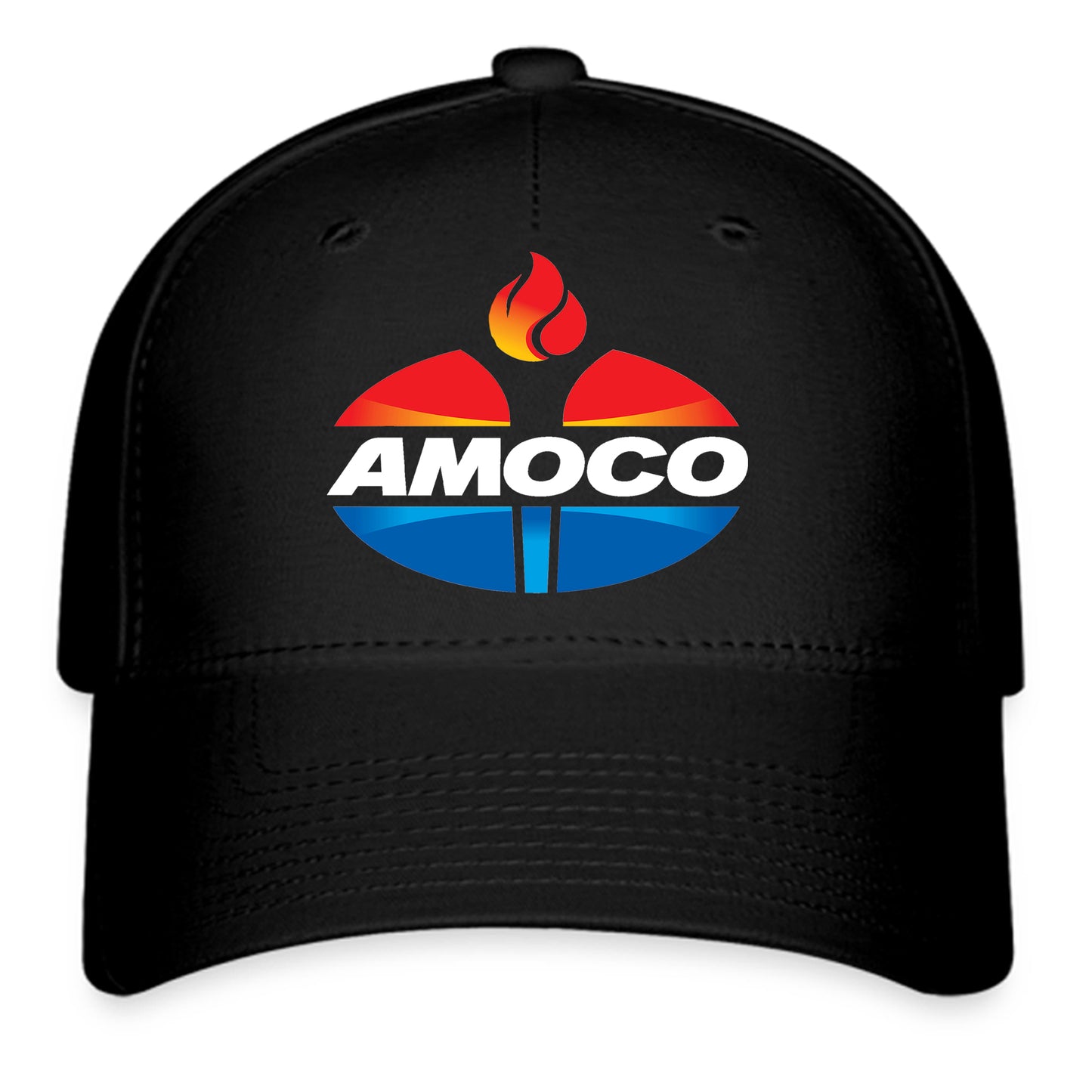 Amoco Oil Logo Symbol Black Baseball Cap Hat Size Adult S/M and L/XL