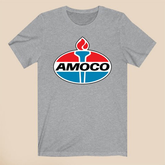 Amoco Standard Oil Company Logo Symbol Gray T-Shirt Size S to 3XL