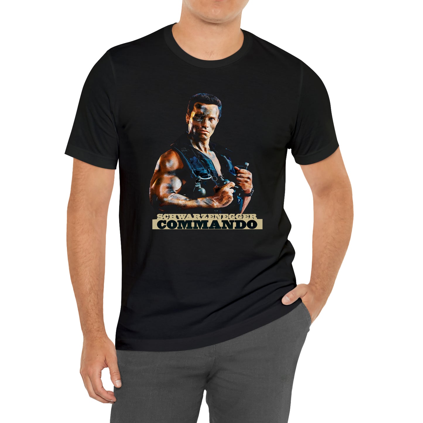 Arnold Schwarzenegger Commando Movie Legend Black T-Shirt Size S to 3XL