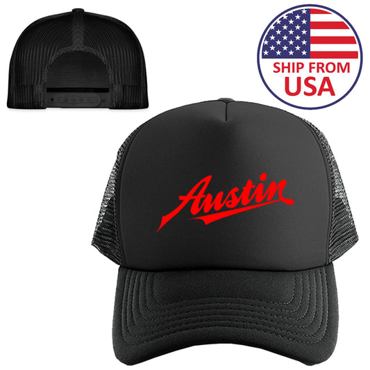 Austin Retro Classic Car Logo Symbol Black Trucker Hat Cap