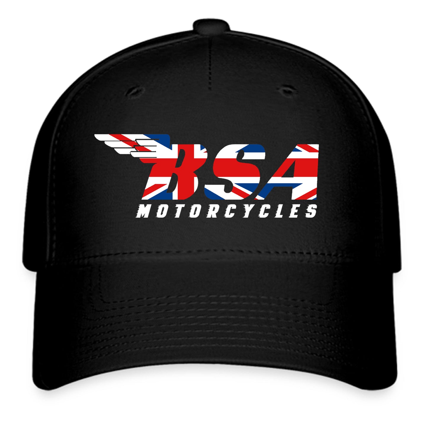 BSA Union Jack Classic Motorcycles Logo Symbol Black Baseball Cap Hat Size Adult S/M and L/XL