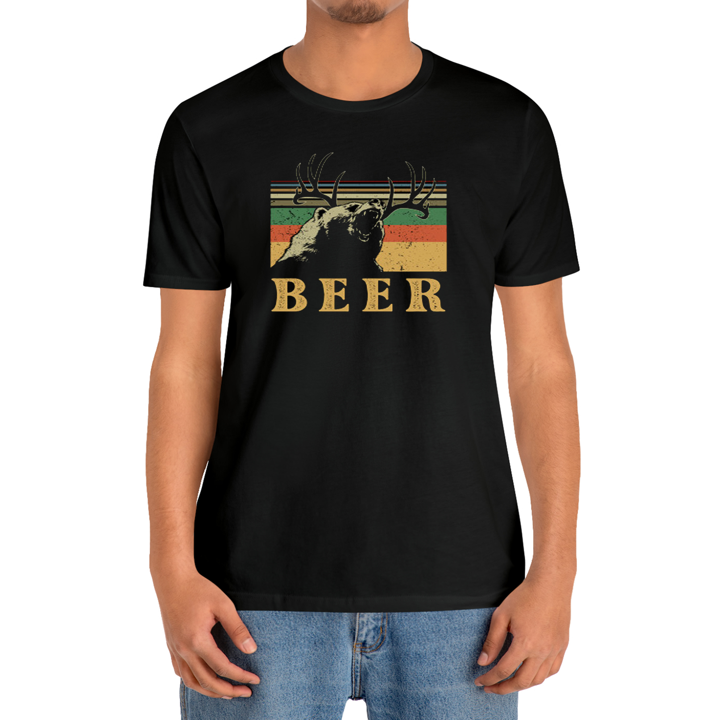 Beer Bear Deer Drinking Slogan T-Shirt Size S to 3XL