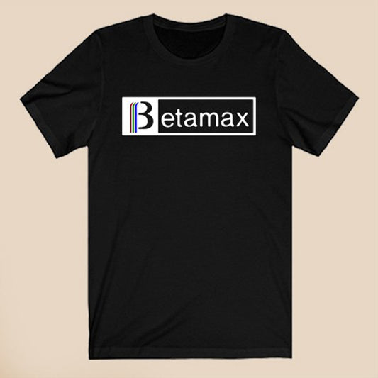 Betamax Analog Recording and Cassette Logo Symbol Black T-Shirt Size S to 3XL