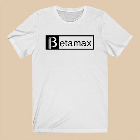 Betamax Analog Recording and Cassette Logo Symbol White T-Shirt Size S to 3XL