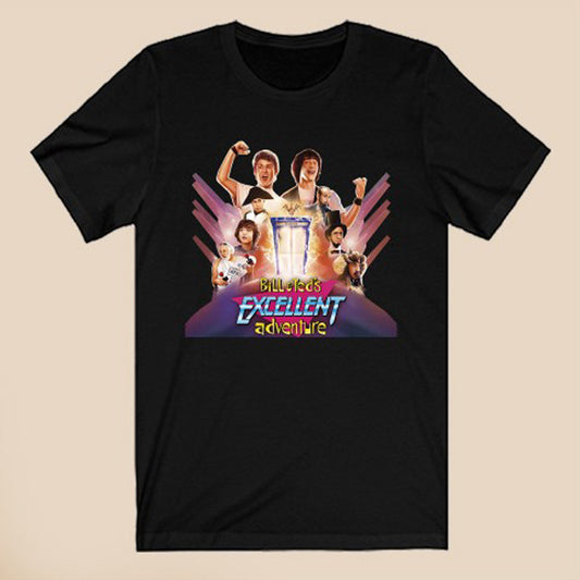 Bill and Ted's Excellent Adventure Logo Symbol Black T-Shirt Size S to 3XL