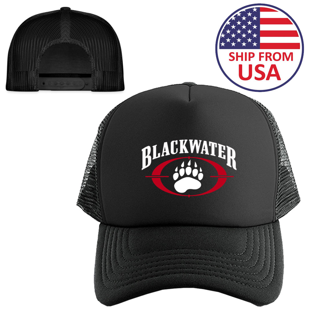 Blackwater Black Water Security Logo Symbol Black Trucker Hat Cap