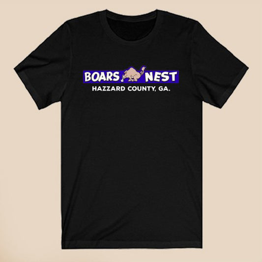 Boars Nest Dukes of Hazzard Logo Symbol Black T-Shirt Size S to 3XL