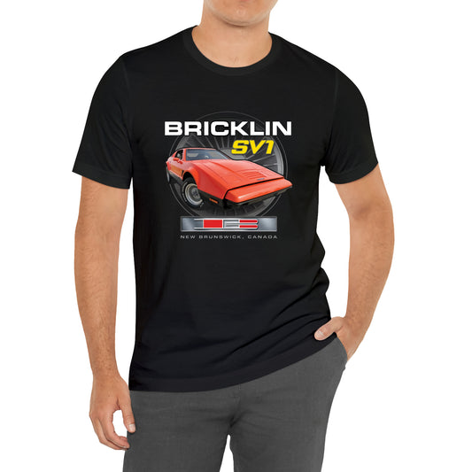 Bricklin SV 1 Sports Car Icon Symbol Black T-Shirt Size S to 3XL