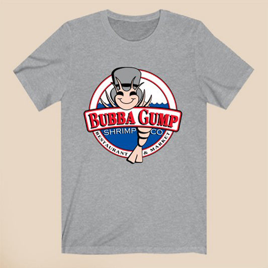 Bubba Gump Shrimp Co Restaurant Logo Symbol Gray T-Shirt Size S to 3XL