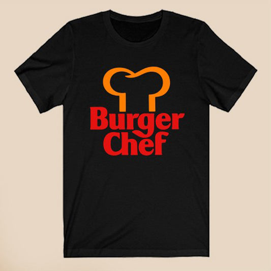 Burger Chef Hamburger Logo Symbol Black T-Shirt Size S to 3XL