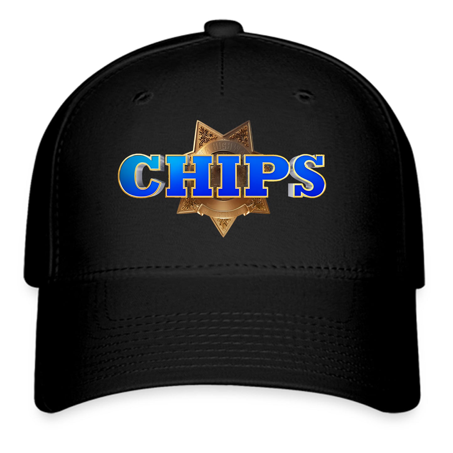 CHIPS Police Movie Badge Logo Symbol Black Baseball Cap Hat Size Adult S/M and L/XL