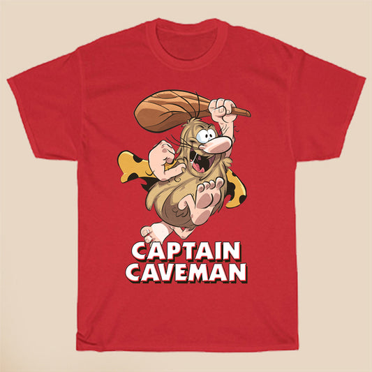 Captain Caveman American Animated Mystery Comedy Series Logo Symbol Red T-Shirt Size S to 3XL