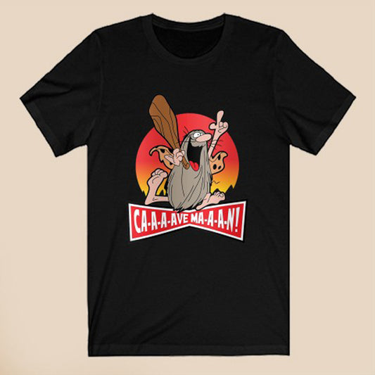Captain Caveman American Animated Mystery Comedy Series Logo Symbol Black T-Shirt Size S to 3XL