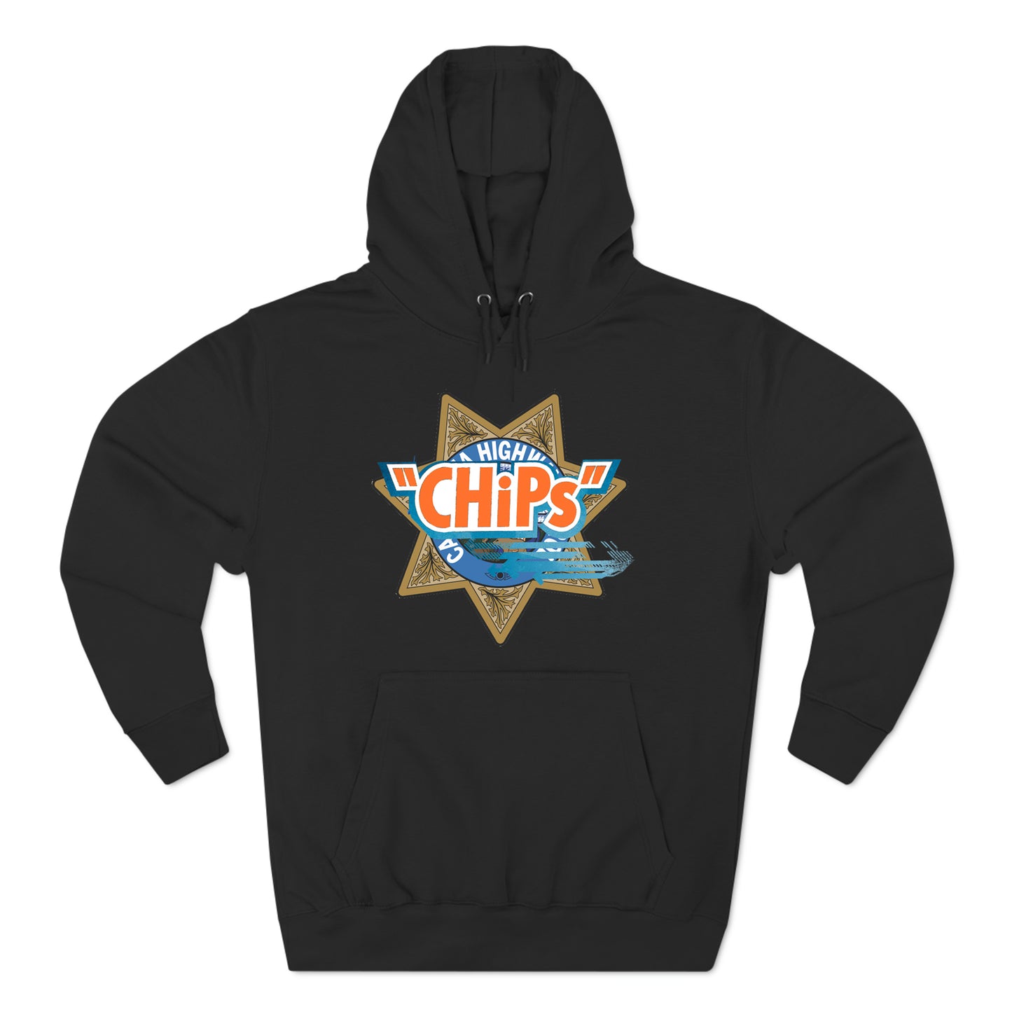 Chips Police Badge Logo Retro Movie Black Hoodie Sweatshirt Size S to 3XL