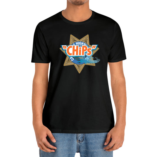 Chips Police Badge Logo Retro Movie T-Shirt Size S to 3XL