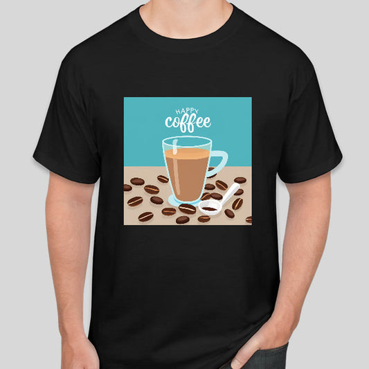 Coffee Happy Bean T-Shirt Cartoon Tee Shirt