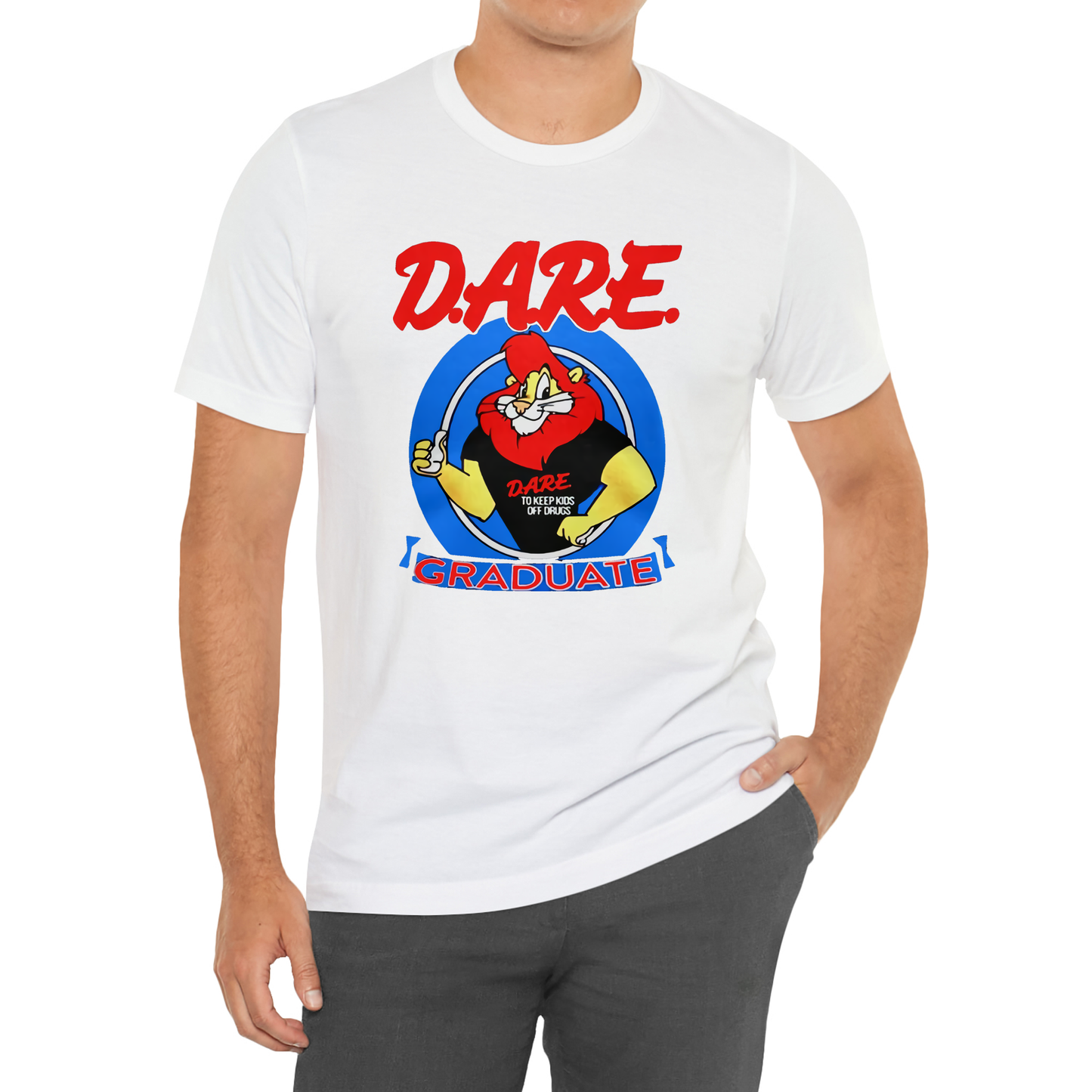 DARE Graduate Lion To Keep Kids Off Drugs Slogan T-Shirt Size S to 3XL