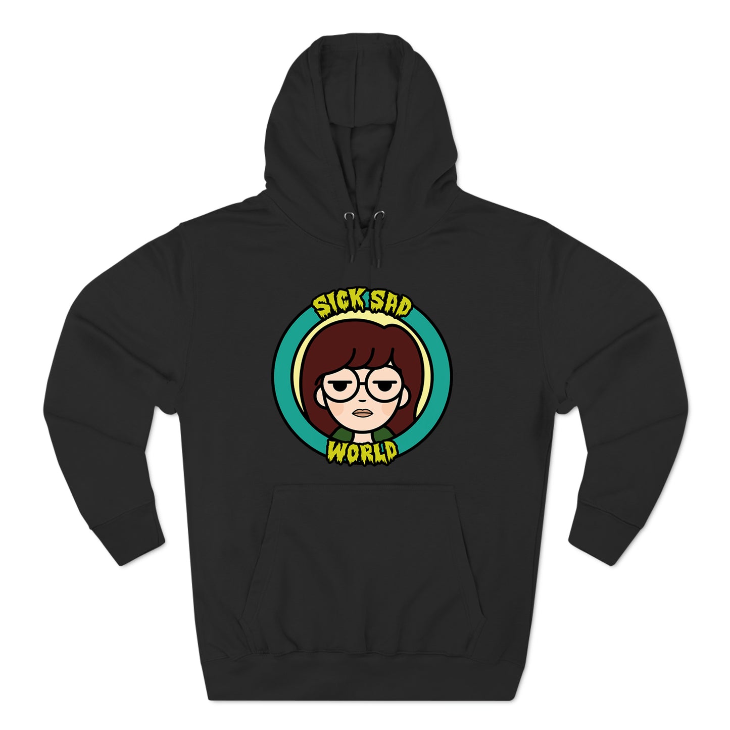 Daria Sick Sad World Symbol TV Series Black Hoodie Sweatshirt Size S to 3XL