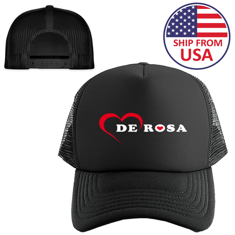 De Rosa Italian Bicycle Logo Symbol Black Trucker Hat Cap