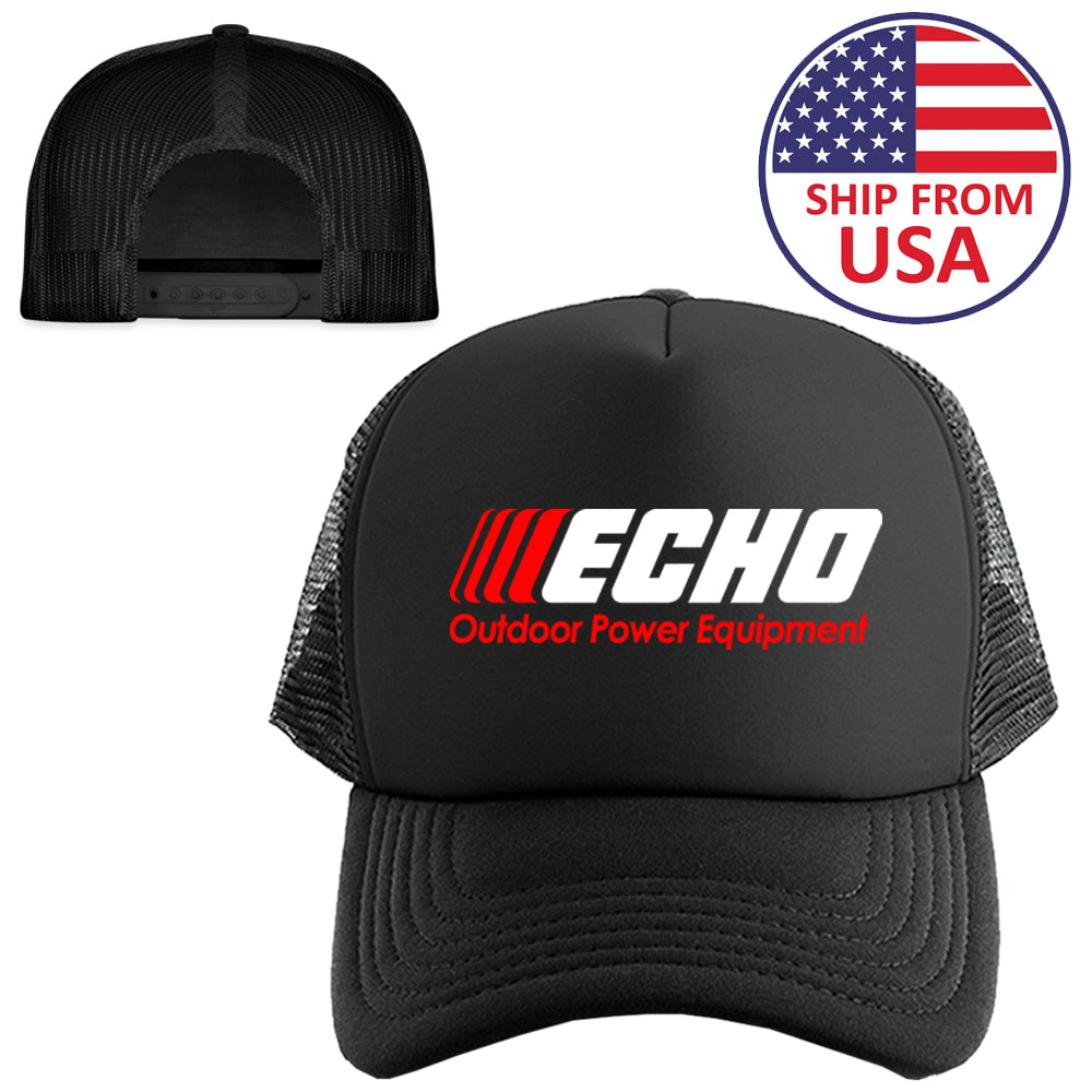 ECHO Outdoor Power Equipment Logo Symbol Black Trucker Hat Cap