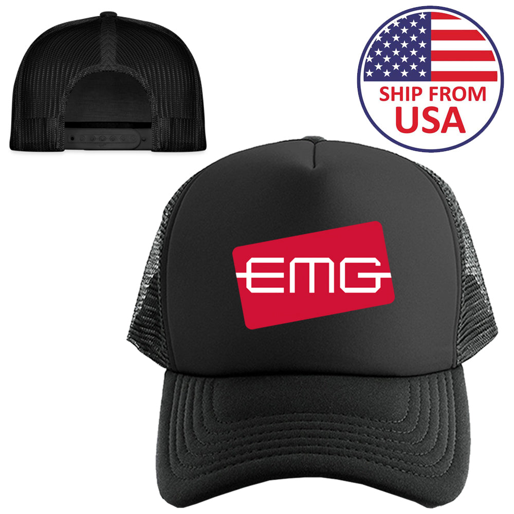 EMG Pickups Guitars Logo Symbol Black Trucker Hat Cap