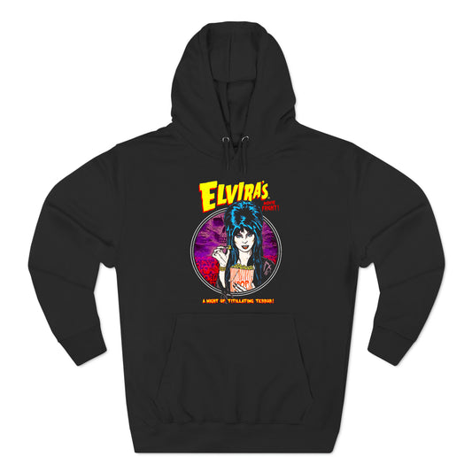 Elvira's A Night of Titllating Terror Movie Logo Black Hoodie Sweatshirt Size S to 3X