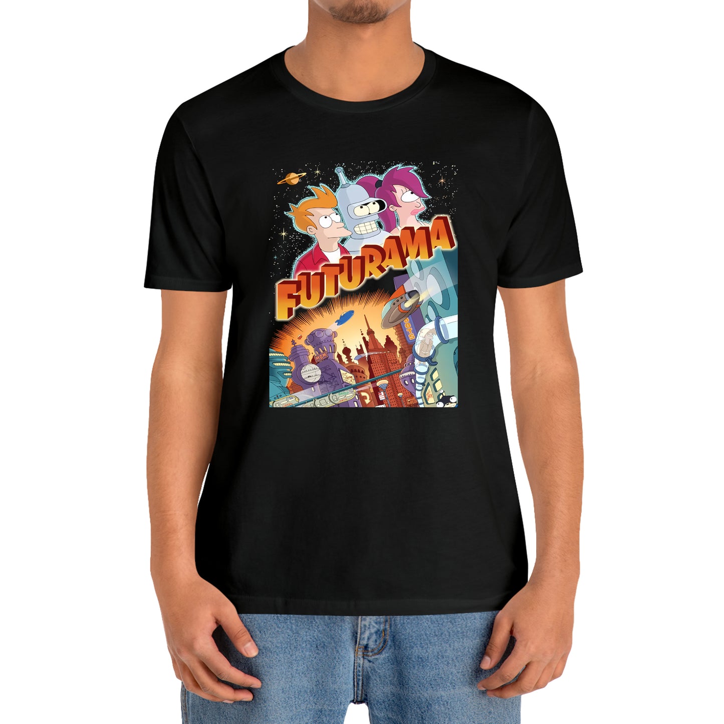 Futurama Animated Cartoon Black T-Shirt Size S to 3XL