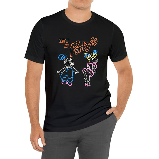 Get It At Porky's Retro Comedy TV Show Black T-Shirt Size S to 3XL