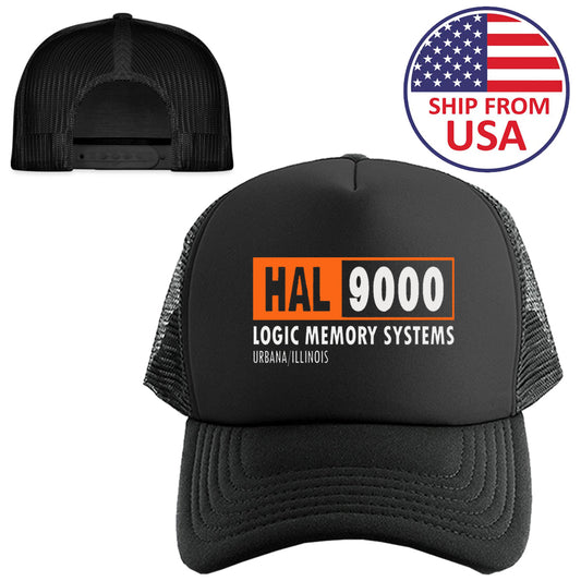 HAL 9000 Stanley Kubrick Fiction Character Serial Logo Symbol Black Trucker Hat Cap