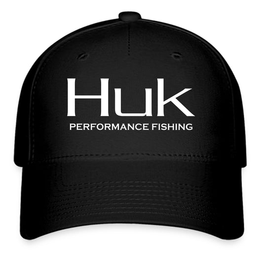 HUK Fishing Reels Tackle Logo Symbol Black Baseball Cap Hat Size Adult S/M and L/XL