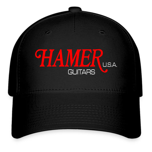 Hamer Guitars Logo Symbol Black Baseball Cap Hat Size Adult S/M and L/XL