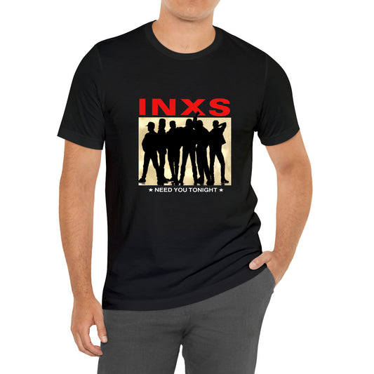 INXS Australian Rock Band Need You Tonight Logo Symbol Black T-Shirt Size S to 3XL