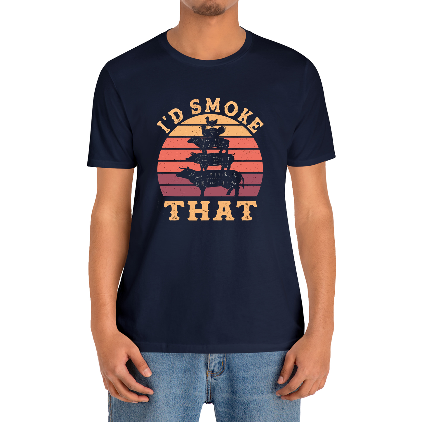 I’d Smoke That Funny BBQ Classic Slogan T-Shirt Size S to 3XL